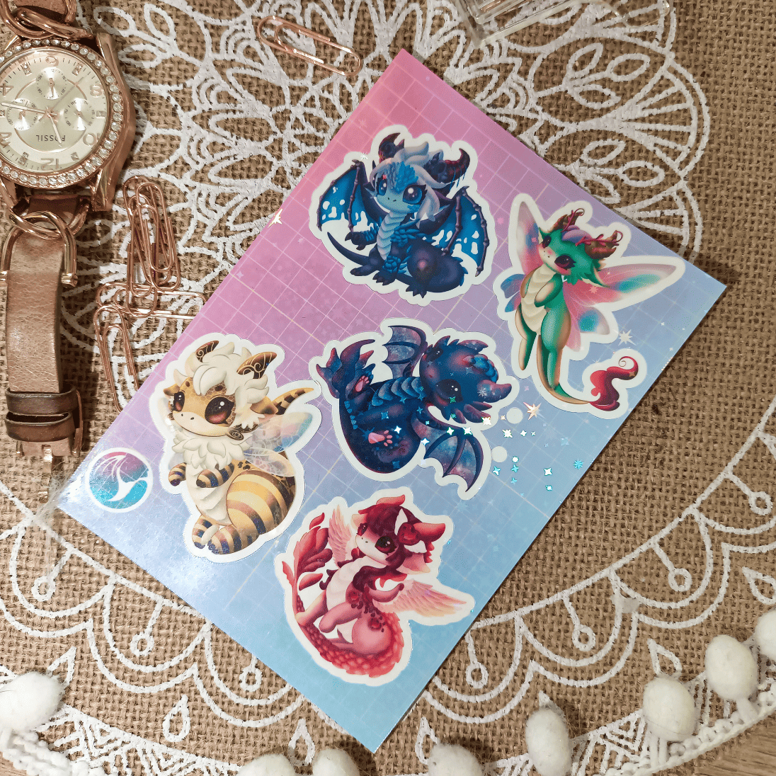 Planche de 5 stickers holographiques
