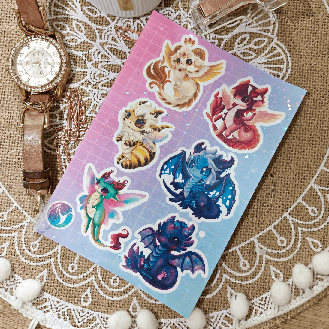 Planche de 6 stickers holographiques