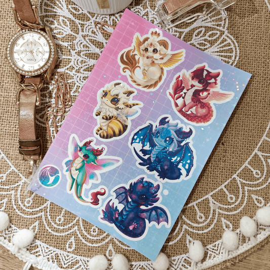 Planche de 6 stickers holographiques